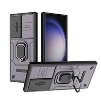 Shockproof Hybrid Armor Slide Camera Lens Case With Magnetic Holder Ring For Samsung Galaxy S23 series