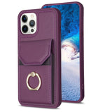Multi Cards Slot Ring Holder Leather Wallet Case For iPhone 15 14 13 12 series