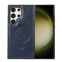 PU Leather Magnetic MagSafe Case with Ring Stand For Samsung Galaxy S24 S23 S22 Ultra Plus