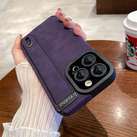 Wrist Strap Holder Luxury Suede Leather Case For iPhone 14 13 12 Pro Max