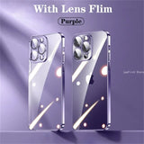 Electroplate Lens Protection Transparent Case For iPhone 15 14 13 series