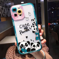 Cute Cartoon Panda Shockproof Transparent Silicone Soft Case for iPhone 14 13 12 series