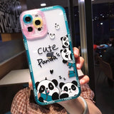 Cute Cartoon Panda Shockproof Transparent Silicone Soft Case for iPhone 14 13 12 series
