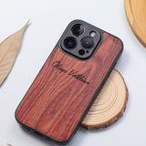 Personalized Custom Name Magnetic Wood Shockproof Lens Protective Soft Case For iPhone 14 13 12 series