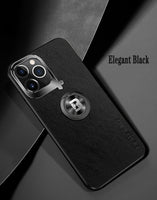 Car Magnetic Bracket High-quality Luxury Leather Case With Finger Ring For iPhone 11 Series