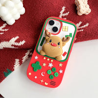 3D Cute Folding Bracket Christmas Elk Deer Santa Claus 
 Soft Case for iPhone 15 14 13 series