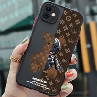 Luxury Robot Bear Shockproof Bumper Hard Armor Matte Case for iPhone 15 14 13 12 series