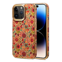 Floral Texture Luxury Wooden Lens Protection Shockproof Case For iPhone 15 14 13 12 series