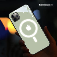Voice Controlled Luminous Magnetic Suction MagSafe Glass Case for iPhone 11 12 Pro Max