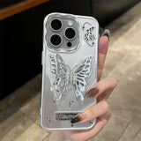 Luxury 3D Butterfly Folding Stand Bracket Hard PC Case For iPhone 15 14 13 12 series