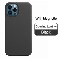 Luxury Original Magnetic Genuine Leather Case for Apple iPhone 12 Series