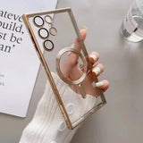 Magnetic Magsafe Wireless Charger Clear Silicone Case For Samsung Galaxy S23 S22 S21 series