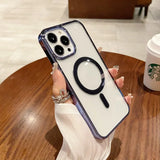 Matte Glossy Color Magnetic Wireless Magnet RingTransparent Armor Hard Case for iPhone 15 14 13 case