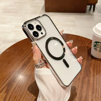 Matte Glossy Color Magnetic Wireless Magnet RingTransparent Armor Hard Case for iPhone 15 14 13 case