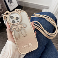 Glitter Bear Shoulder Strap Camera Stand Holder Case for iPhone 14 13 12 series