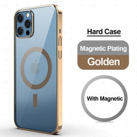 Magnetic MagSafe Transparent Clear Electroplating Frame Phone Case for iPhone 12 Pro Max