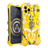 Luxury Shockproof Armor Metal Gear Aluminum Cooling Skull Compass Stand Case For iPhone 15 14 13 12 series