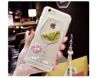 iPhone 6 7 8 X Case 3D Liquid Quicksand Bling Rhinestone Wine Glass Pattern