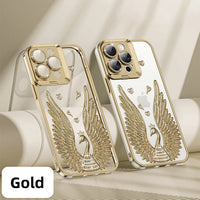 Glitter Diamond Transparent Glass Case With Lens Protection Hidden Bracket For iPhone 15 14 13 12 series