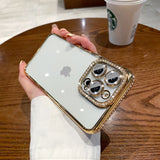 Glitter Diamond Camera Protector Silicone Case for iPhone 14 13 12 series