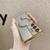Magsafe Luxury Transparent Silicone Case for Samsung Galaxy S22 S21 Ultra Plus
