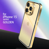 2-in-1 Metal Bumper Stainless Steel Armor Transparent Plastic Case For iPhone 15 series