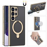 Metal Car Holder Full Screen Camera Protection Rotate Kickstand Charging Magsafe Case For Samsung Galaxy S23 S22 Ultra