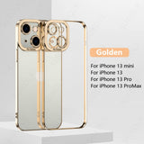 Plating Color Bumper Clear Camera Protector Case for iPhone 13 12 11 S