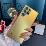 Electroplated TPU Frame Metal Brushed Backplate Lens Metal Protection Frame for Samsung S22 Ultra S22 Plus