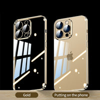 Luxury Plating Transparent Case with Camera Protection for iPhone 14 13 12 series