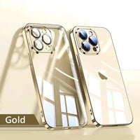 Electroplate Lens Protection Transparent Case For iPhone 15 14 13 series