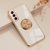 Luxury Plating Silicone Finger Ring Holder Case For Samsung Galaxy S21 S20 Note 20 Series