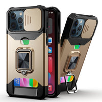 Slide Camera Protector Shockproof Case with Card Slot for iPhone 13 12 11 Series