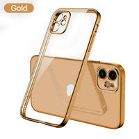 Luxury Plating Square Frame Silicone Transparent Case on For iPhone 12 11 Series