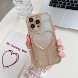 Electroplated Heart Gradient Glitter Shockproof Case For iPhone 14 13 12 series