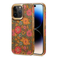 Floral Texture Luxury Wooden Lens Protection Shockproof Case For iPhone 15 14 13 12 series