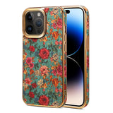 Floral Texture Luxury Wooden Lens Protection Shockproof Case For iPhone 15 14 13 12 series