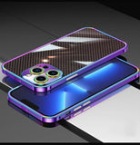 Plating Bumper Aluminium Frame Camera Protector Carbon Fiber Film Case For iPhone 14 13 12 Series
