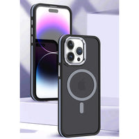 Luxury Magnetic Frosted Translucent Case With Metal Lens Frame For iPhone 15 14 13 12 series