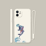 Carp Fish Square Liquid Silicone Case for iPhone 13 12 11 Series