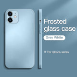 Original Square Frosted Tempered Glass Phone Case For iPhone 12 11 Series
