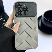 Braided Mesh Woven Grid Soft TPU Shockproof Case With Lens Protection for iPhone 15 14 13 12 series