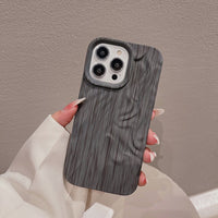 Wooden Grain Texture Solid Color Shockproof Soft Case For iPhone 14 13 12 series