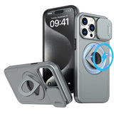 Wireless Charge Magnetic Shockproof Case With Ring Holder Slide Lens Protection for iPhone 15 14 13 12 series