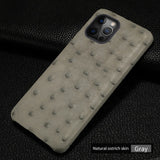 Real Ostrich Leather Case For iPhone 12 & 11 Series