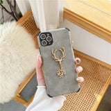 Leather Flash Elk Rhinestone Pattern Phone Case For iPhone 12 11 XS Series