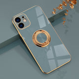 Square Bumper Plating Cover With Ring Holder Soft Silicone Case For iPhone 12 11 Series