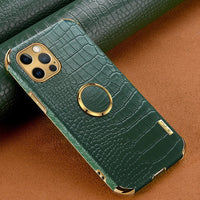 Genuine Leather Magnetic Car Holder Case For iPhone 12 11 Series