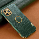 Genuine Leather Magnetic Car Holder Case For iPhone 12 11 Series