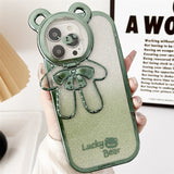 Glitter Bear Shoulder Strap Camera Stand Holder Case for iPhone 14 13 12 series